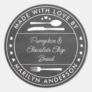 Sticker Rond Cadeau Alimentaire Tableau Noir Fait Avec Amour