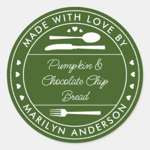 Sticker Rond Cadeau Alimentaire Vert Fait Avec Amour