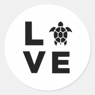 Sticker Rond Cadeau amateur de tortue Amour tortues marines Cœu