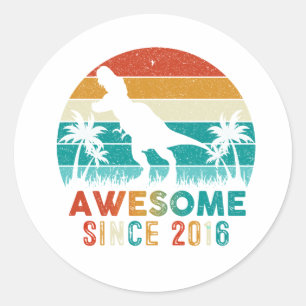 Sticker Rond Cadeau Anniversaire Dinosaur Garçon stupéfiant dep
