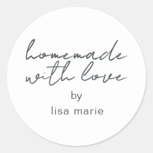 Sticker Rond Cadeau blanc personnalisé fait avec amour