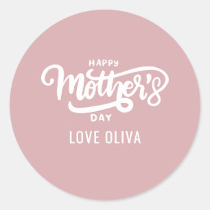 Sticker Rond Cadeau blanc rose Bonne fête des mères