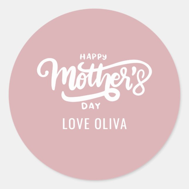 Sticker Rond Cadeau blanc rose Bonne fête des mères (Devant)