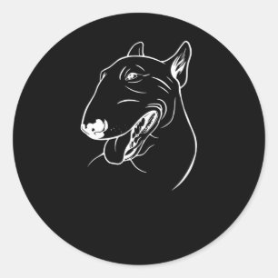 Sticker Rond Cadeau Bully de Miniature Bull Terrier