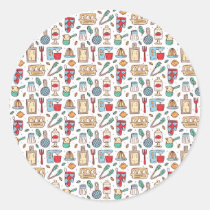 Sticker Rond Cadeau Chef   Bonne nourriture à base d'ingrédient