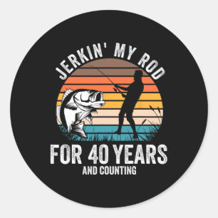 Sticker Rond Cadeau d'anniversaire 40 ans pour hommes pêcheurs