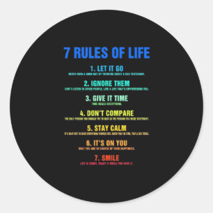 Sticker Rond Cadeau d'anniversaire 7 Règles de vie