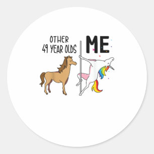 Sticker Rond Cadeau d'anniversaire d'autres licornes de 49 ans