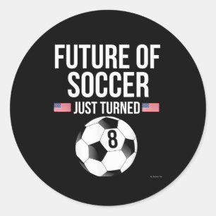 Sticker Rond Cadeau d'anniversaire de 8 ans pour garçons de foo