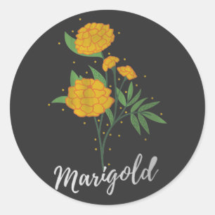 Sticker Rond Cadeau d'anniversaire d'octobre fleur de souci vin