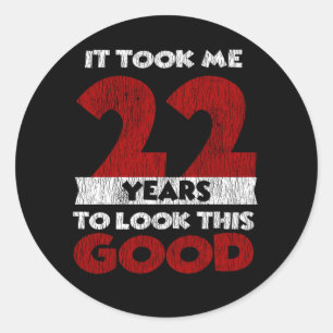 Sticker Rond Cadeau d'anniversaire drôle de 22 ans Vintage