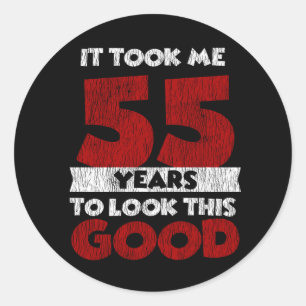 Sticker Rond Cadeau d'anniversaire drôle de 55 ans