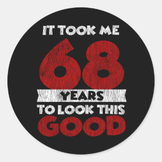 Sticker Rond Cadeau d'anniversaire drôle de 68 ans