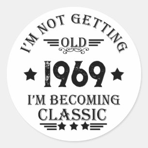 Sticker Rond Cadeau d'anniversaire vintage personnalisé noir