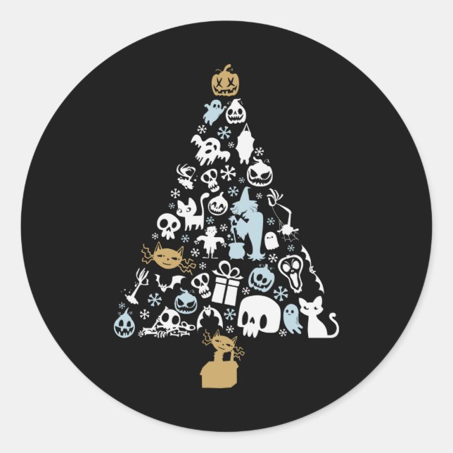 Sticker Rond Cadeau d'arbre de Noël fantôme, Costumes de fantôm (Devant)