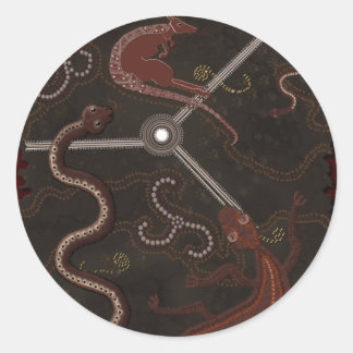 Sticker Rond Cadeau d'art aborigène australien