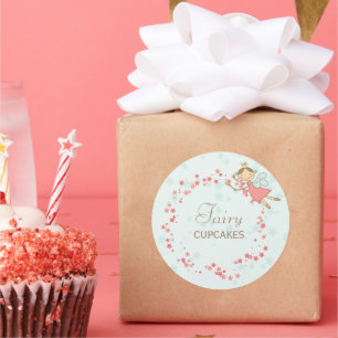 Sticker Rond Cadeau d'Birthday féerique rose de princesse