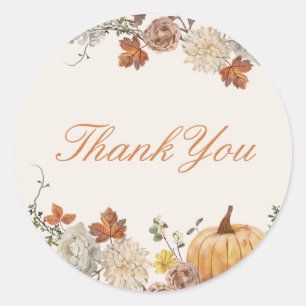 Sticker Rond Cadeau de Baby Shower Rustique Élégant d'Automne