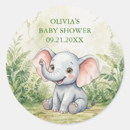 Sticker Rond Cadeau de Baby Shower Wild One Jungle Tropical