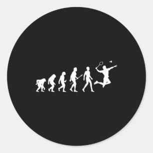 Sticker Rond Cadeau de badminton Evolution pour joueurs de badm