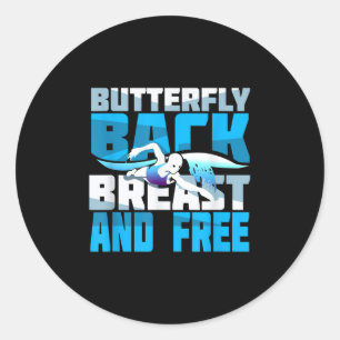 Sticker Rond Cadeau De Baignade Pour Nageur
