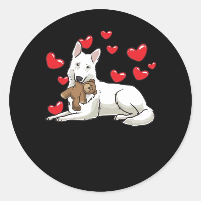 Sticker Rond Cadeau de berger suisse blanc (Devant)