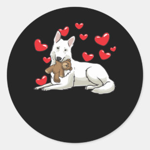 Sticker Rond Cadeau de berger suisse blanc