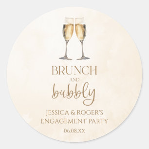 Sticker Rond Cadeau de brunch et de bulles pour une fête de fia