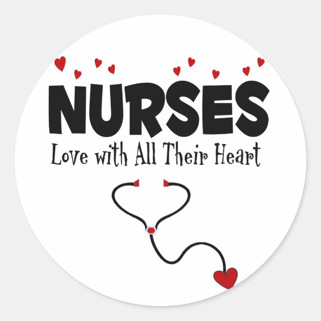 Sticker Rond Cadeau de coeur infirmière (Devant)