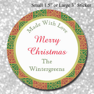 Sticker Rond Cadeau de cuisine rouge et verte sur mesure