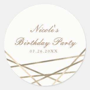 Sticker Rond Cadeau de fête chic et glamour à lignes géométriqu