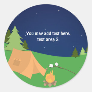 Sticker Rond Cadeau de fête d'anniversaire de camping en plein 