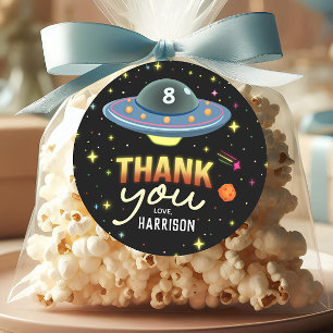 Sticker Rond Cadeau de fête d'anniversaire néon Boys Cool Space