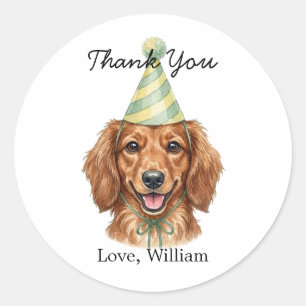 Sticker Rond Cadeau de Fête d'Anniversaire Personnalisé Chien M