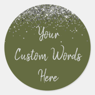 Sticker Rond Cadeau de fête d'anniversaire personnalisé vert ol