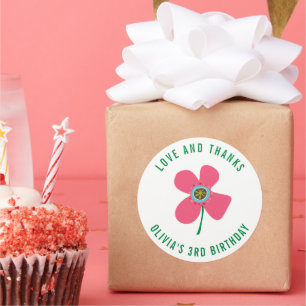 Sticker Rond Cadeau de fête d'anniversaire pour fille Chic Rose