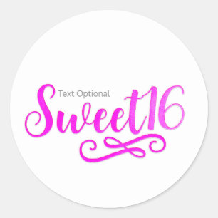 Sticker Rond Cadeau de fête d'anniversaire Sweet 16 rose chaud