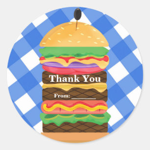 Sticker Rond Cadeau de fête de barbecue de cuisine d'été de ham