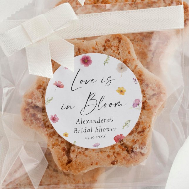 Sticker Rond Cadeau de fête de fiançailles Fleurir d'amour (Créateur téléchargé)