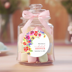 Sticker Rond Cadeau de Fête de Fiançailles Floral et Lumineux