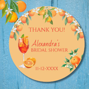Sticker Rond Cadeau de Fête de Fiançailles Orange Love at First