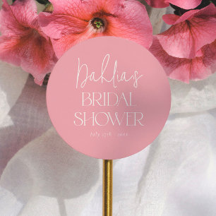 Sticker Rond Cadeau de Fête de Mariage Rose Calligraphie Élégan