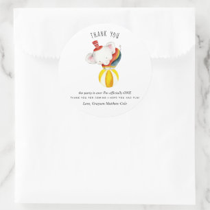Sticker Rond Cadeau de fête d'éléphant de cirque mignon Merci