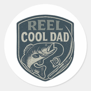 Sticker Rond Cadeau de Fête des Pères pour pêcheur