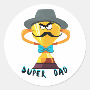 Sticker Rond Cadeau de fête des pères Super Papa