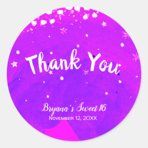 Sticker Rond Cadeau de fête moderne tendance rose violet Sweet
