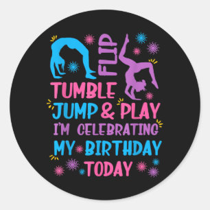 Sticker Rond Cadeau de fête thématique de gymnastique pour fill
