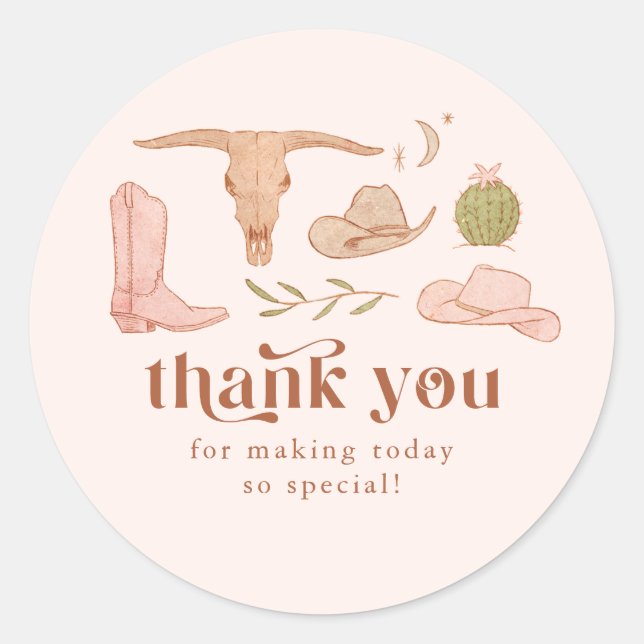 Sticker Rond Cadeau de Fiançailles Cowgirl   (Devant)