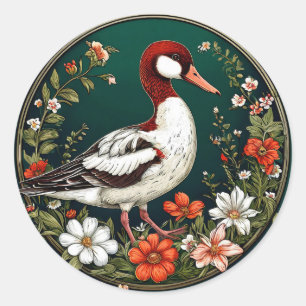 Sticker Rond 🦆 Cadeau de Fleur Naturelle Canard Élégant