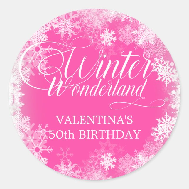 Sticker Rond Cadeau de flocon de neige pour un anniversaire de  (Devant)